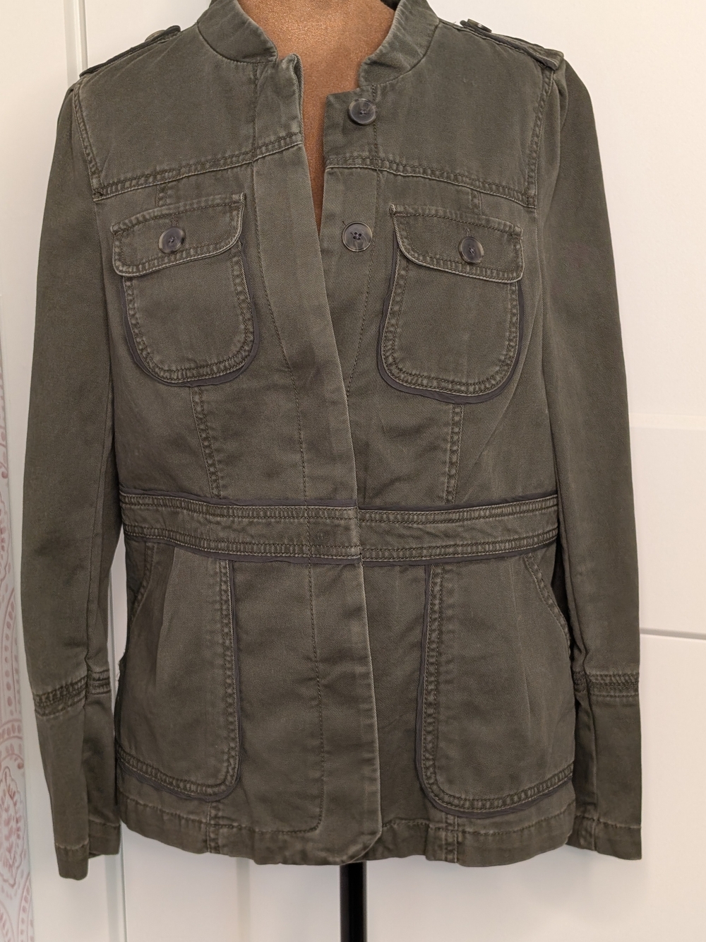 LOFT Olive Green Utility Jacket with Button Front